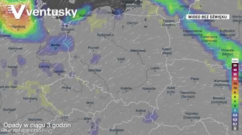 Prognozowane opady w kolejnych dniach