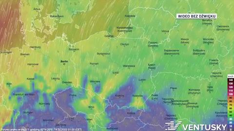 Prognozowane porywy wiatru w dniach 14-18.02