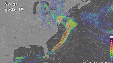 Prognoza opadów na wschodnim wybrzeżu USA (Ventusky.com)