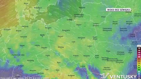 Prognozowane porywy wiatru na kolejne pięć dni
