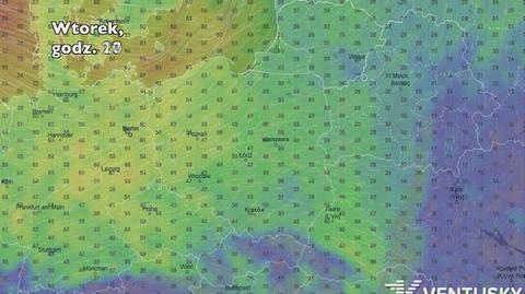 Porywy wiatru w kolejnych dniach (Ventusky.com) | wideo bez dźwięku