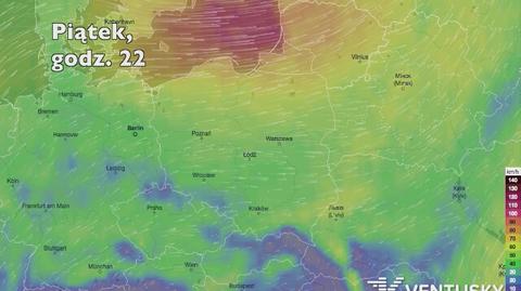 Porywy wiatru w kolejnych dniach (Ventusky.com) (wideo bez dźwięku)