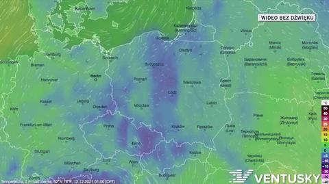 Prognozowana temperatura w dniach 12-16.12