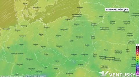 Prognozowana temperatura w dniach 11-15.11