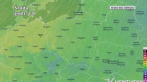 Prognozowana temperatura w kolejnych dniach (Ventusky.com)