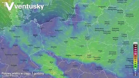 Prognozowane porywy wiatru w kolejnych dniach