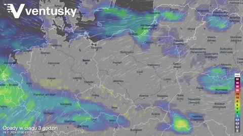 Prognozowane opady w najbliższych godzinach