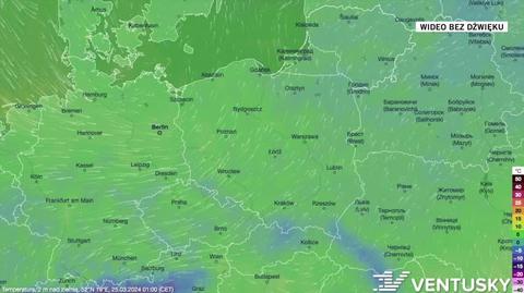 Prognoza temperatury na okres 25-29.03