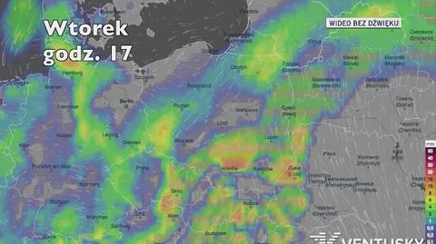Prognozowane opady deszczu w następnym tygodniu (Ventusky.com)