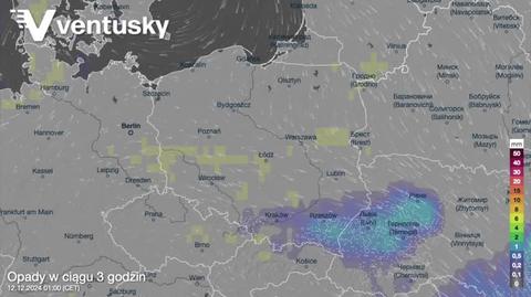 Prognozowane opady w kolejnych dniach