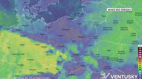 Prognozowane porywy wiatru w kolejnych dniach