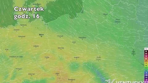 Temperatura w ciągu w kolejnych pięciu dni (Ventusky.com) (wideo bez dźwięku)