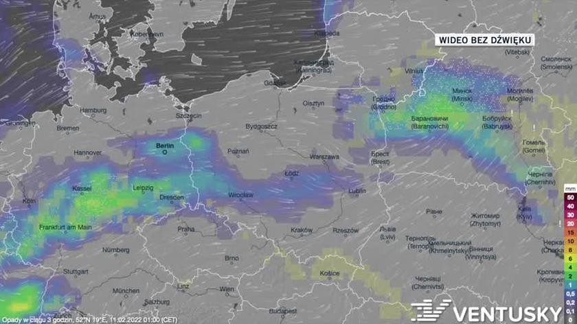 Prognozowane opady w dniach 11-15.02