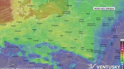 Prognozowane porywy wiatru w dniach 27-31.01