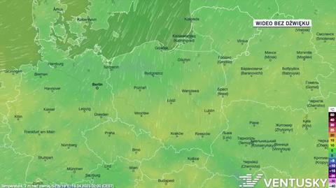 Prognozowana temperatura w dniach 19-23.04