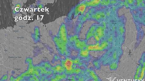Prognoza opadów na najbliższe dni (Ventusky.com)