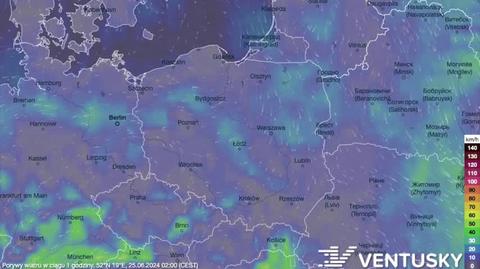 Prognozowane porywy wiatru w kolejnych dniach