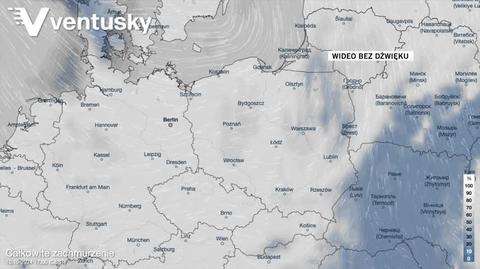 Zachmurzenie w Polsce w nocy z czwartku na piątek