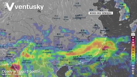 Prognozowane opady na południu Chin