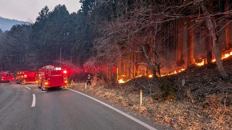 Pożar szaleje od kilku dni w okolicach Ofunato w Japonii 