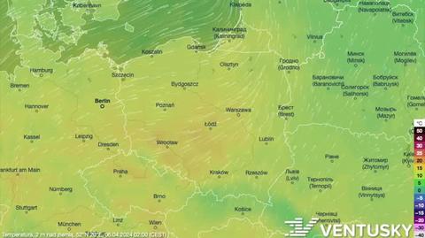 Prognozowana temperatura w kolejnych dniach