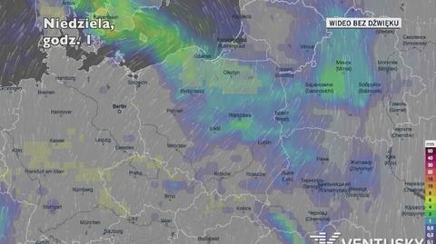 Prognozowane opady deszczu w ciągu pięciu dni (Ventusky.com)