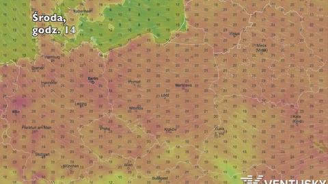 Temperatura w ciągu najbliższych pięciu dni (Ventusky.com)