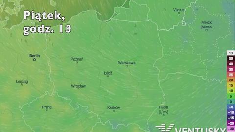 Temperatura w ciągu najbliższych pięciu dni (Ventusky.com) | wideo bez dźwięku 	