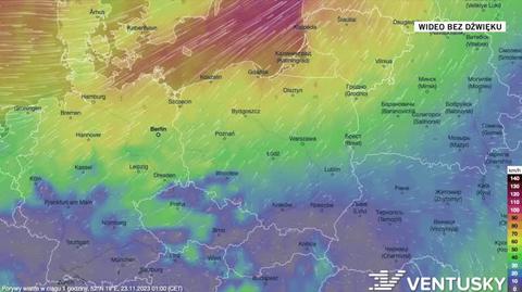 Prognozowane porywy wiatru w kolejnych dniach