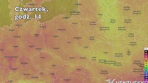 Temperatura w ciągu najbliższych pięciu dni (Ventusky.com) | wideo bez dźwięku