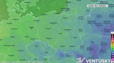 Prognozowana temperatura w dniach 30.01-3.02