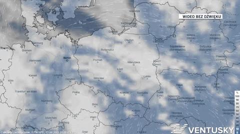 Prognozowane zachmurzenie w nocy z 12 na 13 sierpnia (Ventusky.com)