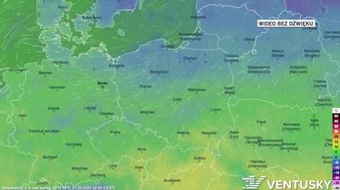 Prognozowana temperatura w dniach 31.03-04.04