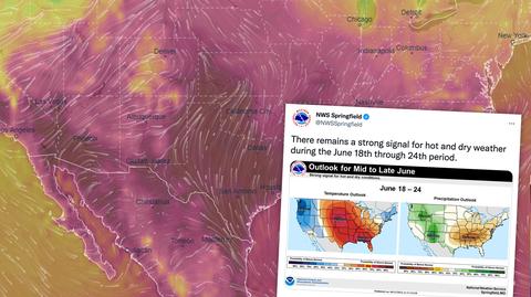 Prognozowana temperatura w USA na niedzielę i poniedziałek (według czasu w Polsce)