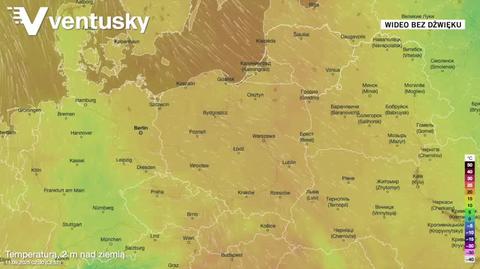 Prognozowane temperatury powietrza w kolejnych dniach 