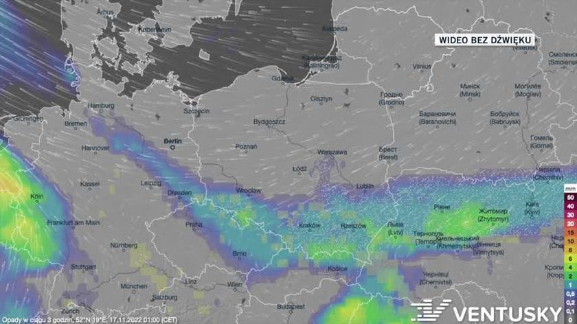 Prognozowane opady w kolejnych dniach