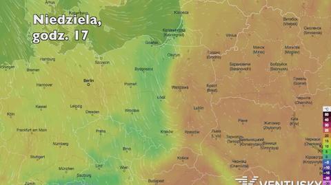 Temperatura w ciągu w kolejnych pięciu dni (Ventusky.com) (wideo bez dźwięku)