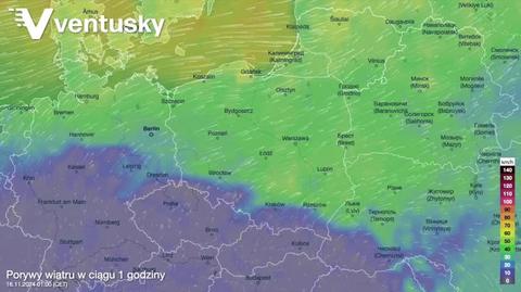 Prognozowane porywy wiatru w kolejnych dniach