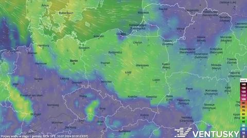 Prognozowane porywy wiatru w kolejnych dniach