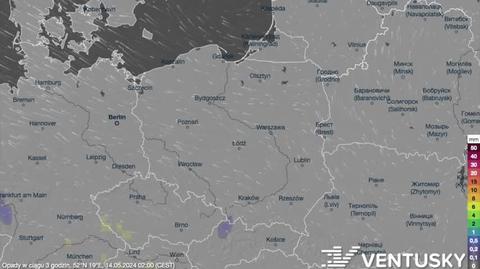 Prognozowane opady w kolejnych dniach