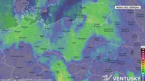 Prognozowane porywy wiatru na kolejne dni