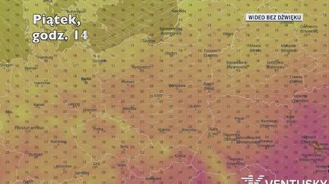 Temperatura w kolejnych dniach (Ventusky.com)