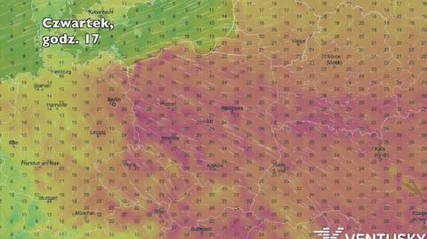 Temperatura w ciągu najbliższych pięciu dni (Ventusky.com)