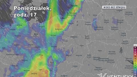 Prognozowana ilość opadów w ciągu kolejnych dni (Ventusky.com)