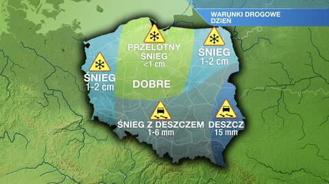 Warunki drogowe w poniedziałek 27.03