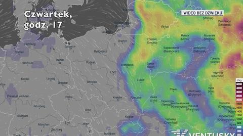 Potencjalne burze w kolejnych dniach (Ventusky.com)