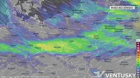 Prognozowane opady w dniach 24-28.11