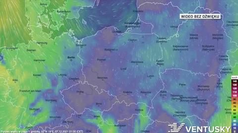 Prognozowane porywy wiatru w ciągu kolejnych dni