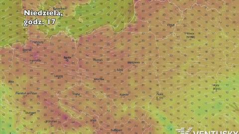 Temperatura w ciągu najbliższych pięciu dni (Ventusky.com)