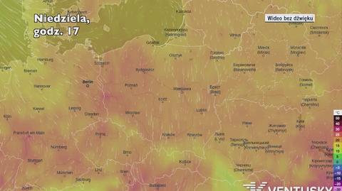 Prognozowana temperatura w następnych dniach (Ventusky.com)